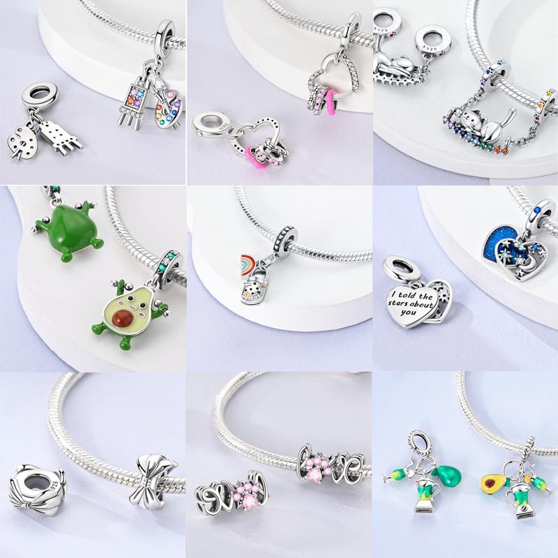 S Copper Original Charms Beads Colored Pendant Charm Fit Bracelet Necklace Dangle For Women Diy Jewelry Making