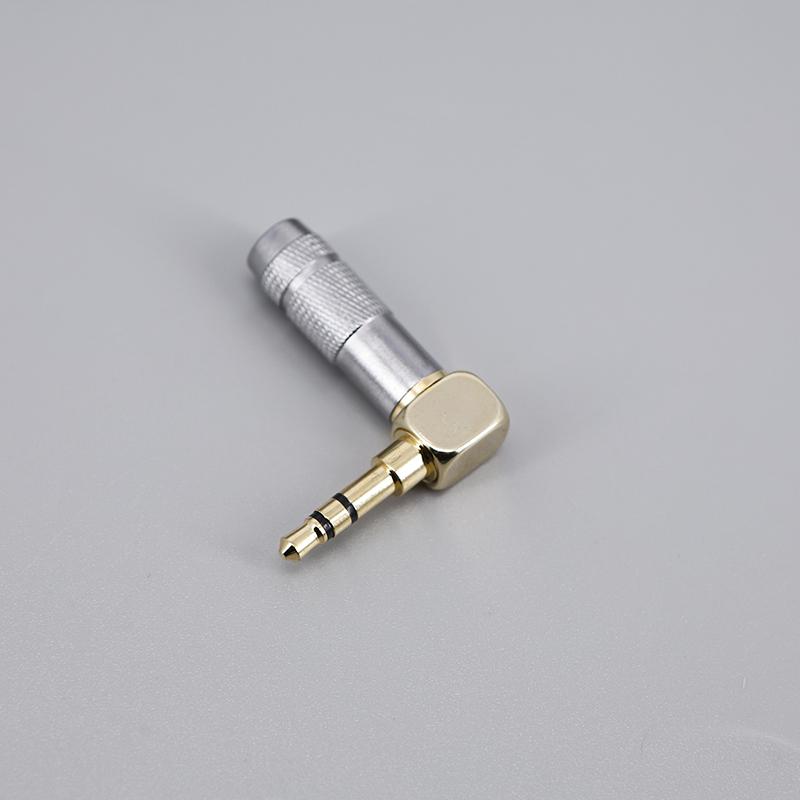 Right Angle Silver Gold Plated Audio 3.5mm Jack Male for Soldering 3 Pole Stereo 90 Degree Earphone Plug Connector Plug
