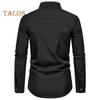 Fall Men Shirt Turn-down Collar Buttons Long Sleeves Solid Color Slim Fit Mid Length Casual Formal Business Commute Top