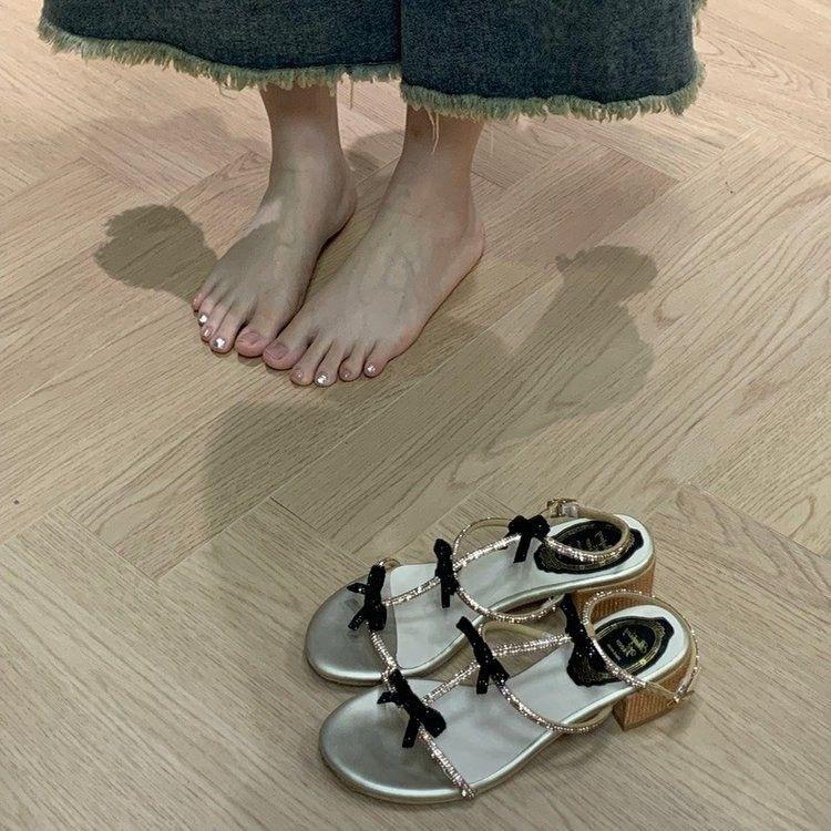 Daily Style Sandals Summer with Skirt Open-toed Bow Soft Sole Not Tired Feet Roman Sandals