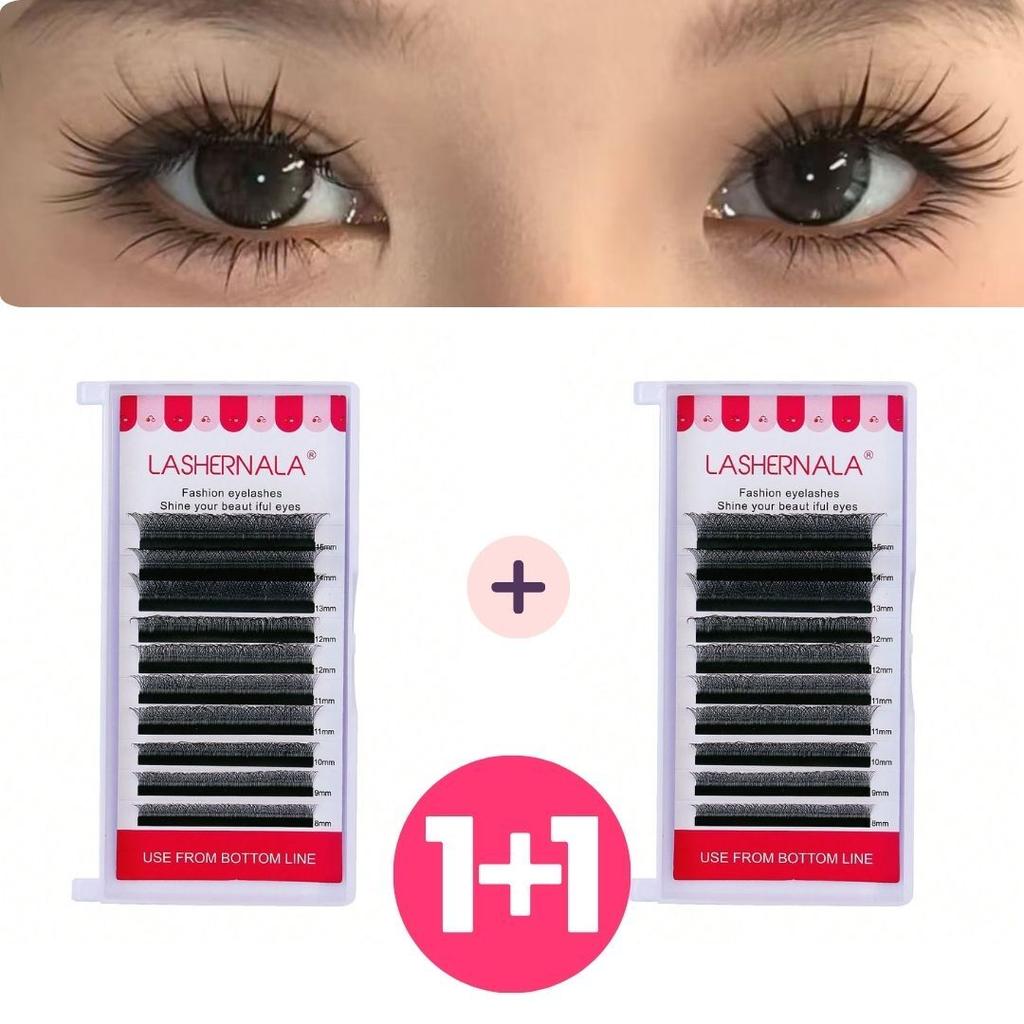 1+1 Lashernala YY 3D 4D 5D 6D 7D 8D Flat Elipse 6D W Real 5D Flower WET LASH Eyelash Extension No Glue Eyelash Eyebrow Extension Strand Eyelash