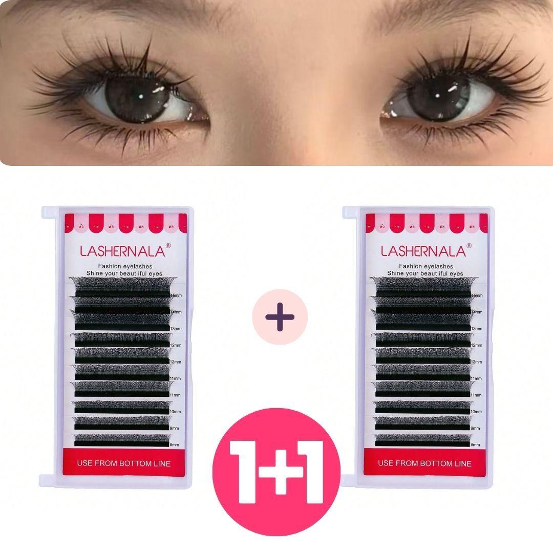 1+1 Lashernala YY 3D 4D 5D 6D 7D 8D Flat Elipse 6D W Real 5D Flower WET LASH Eyelash Extension No Glue Eyelash Eyebrow Extension Strand Eyelash 6D W 8mm-15mm