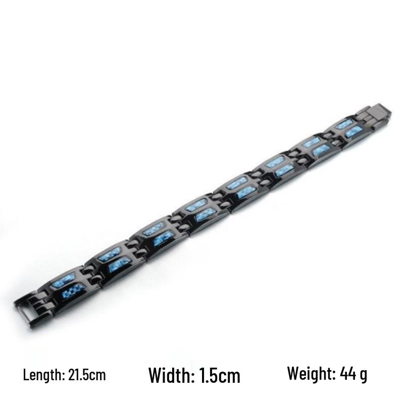 Yuyi Double Row Men's Carbon Fiber Magnet Bracelet - European and American Fashion.