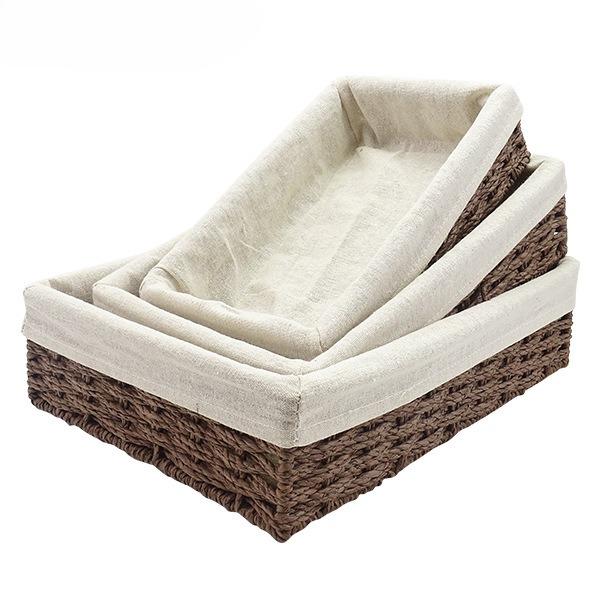 Handmade Woven Seagrass Storage Basket Organizer Bin for Desk Shelf Closet Farmhouse Decor for Snacks & Cosmetics