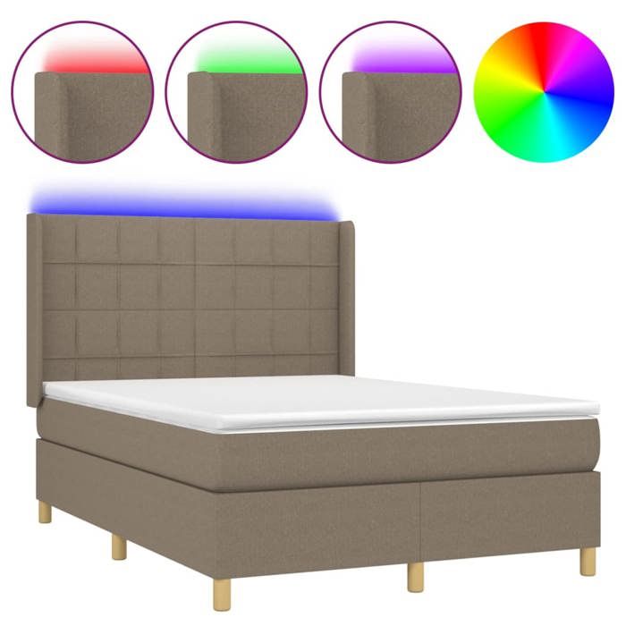 VidaXL Slatted Bed Base with Mattress and LED, Upholstered Bed, Double Bed, Adult Bed for Interior Bedroom, 3138873