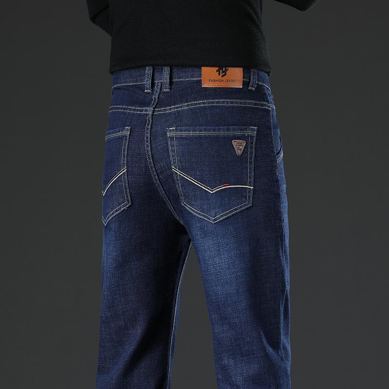 Autumn And Winter Thick Jeans Men'S Slim Fit Small Straight Leg New Men'S Pants Business Casual Men'S Long Pants Trendy Brand