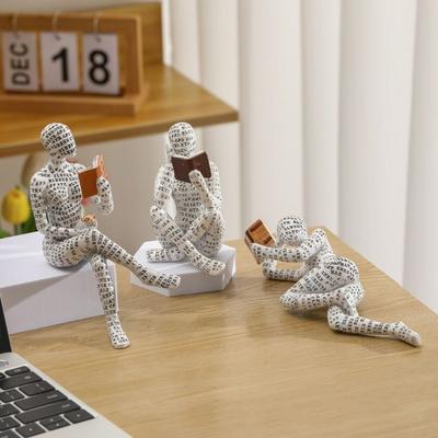 Creative Mini Reading Woman Figurine Resin Thinker Style Art Sculpture Simple Nordic Modern Resin Statue Home