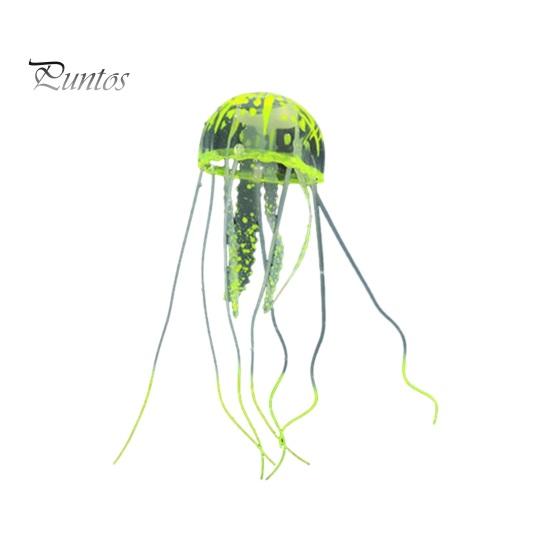 Environmentally Friendly Fish Tank Decor Aquarium Faux Jellyfish, Soft Silicone Fluorescent Realistic Floating Jellyfish for Saltwater Tanks