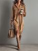Corduroy Long-Sleeve Lapel Shirt & Loose Skirt Set - Solid Color, 2026 New Style