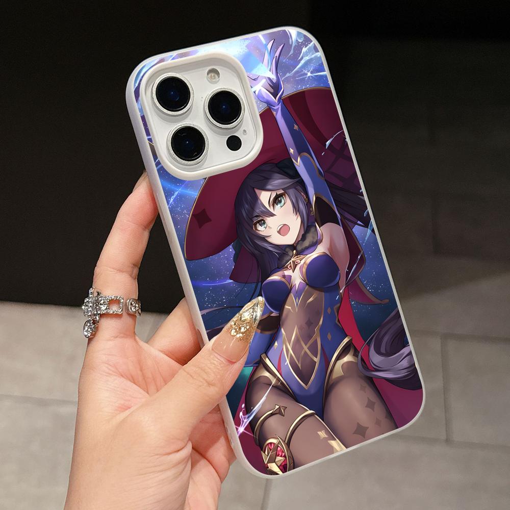 Game GI Mona Jelly Double layer White Mobile Phone Case for iPhone 17 16 15 14 13 12 11 Air Pro Max Plus Protective