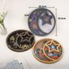 Ramadan Moon Star Serving Tray - Eid Cupcake Candy Plates Mubarak Religious Painting for Family Party Wooden Decorations