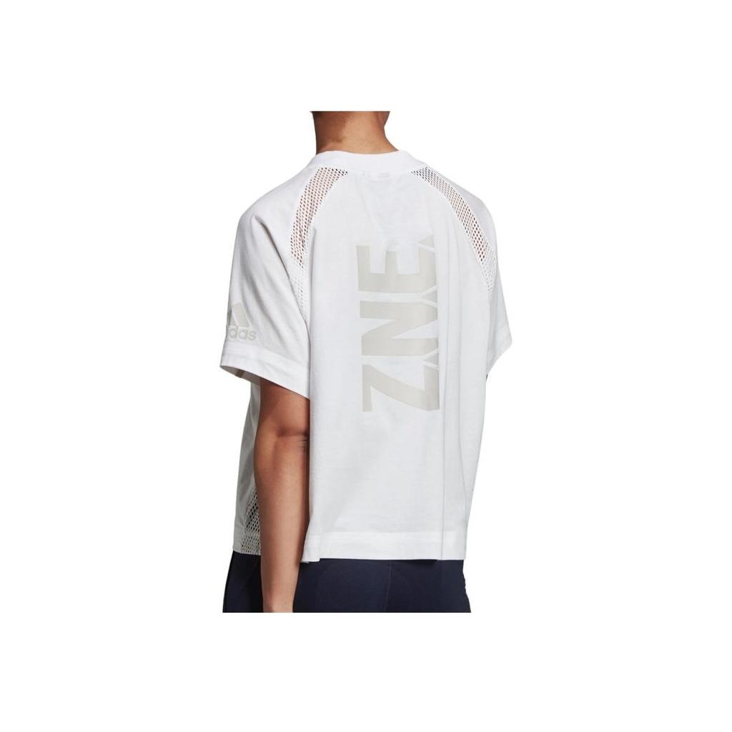 Adidas Solid Color Round Neck Sports Short Sleeve T-Shirt Women Tops White EJ8740