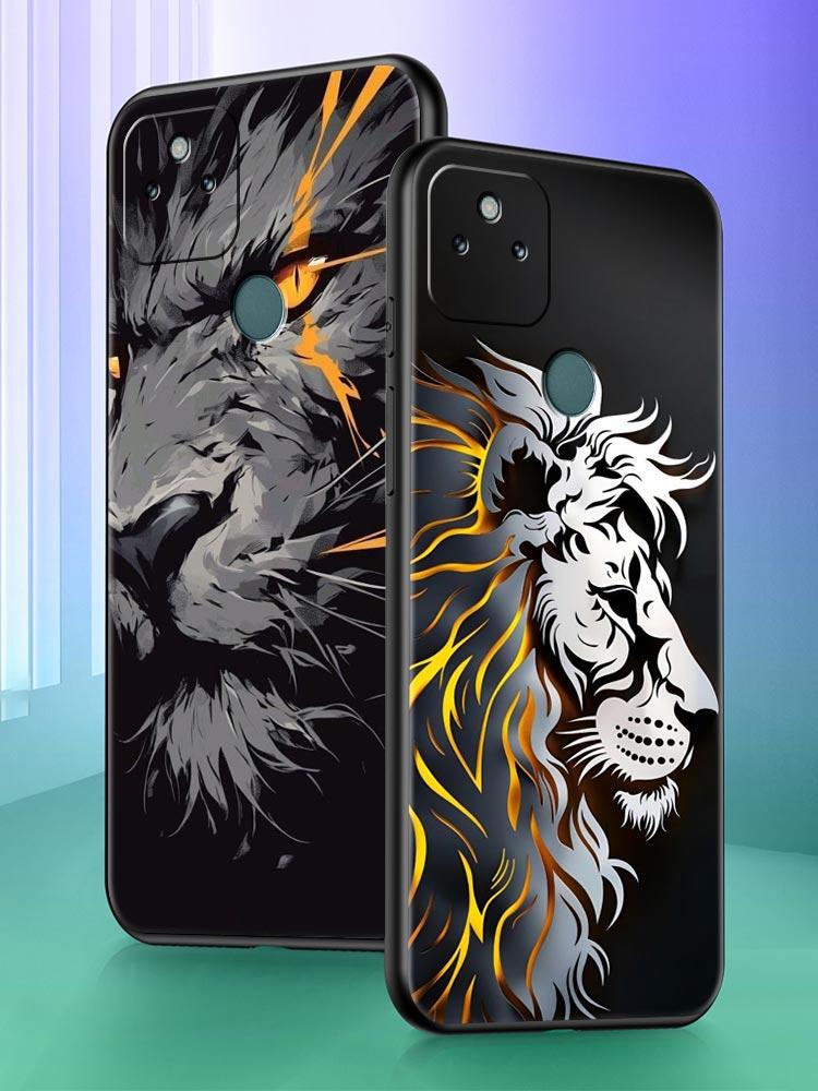Cross Pattern Bicolor Lion Phone Case Cover for Google Pixel 10 9 8 7 6 9A 8A 7A 6A Pro Shockproof Soft TPU 10 Pro XL Shell Bags