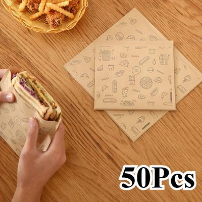 50Pcs Greaseproof PaperDisposable Food Bags Packaging Baking Papers