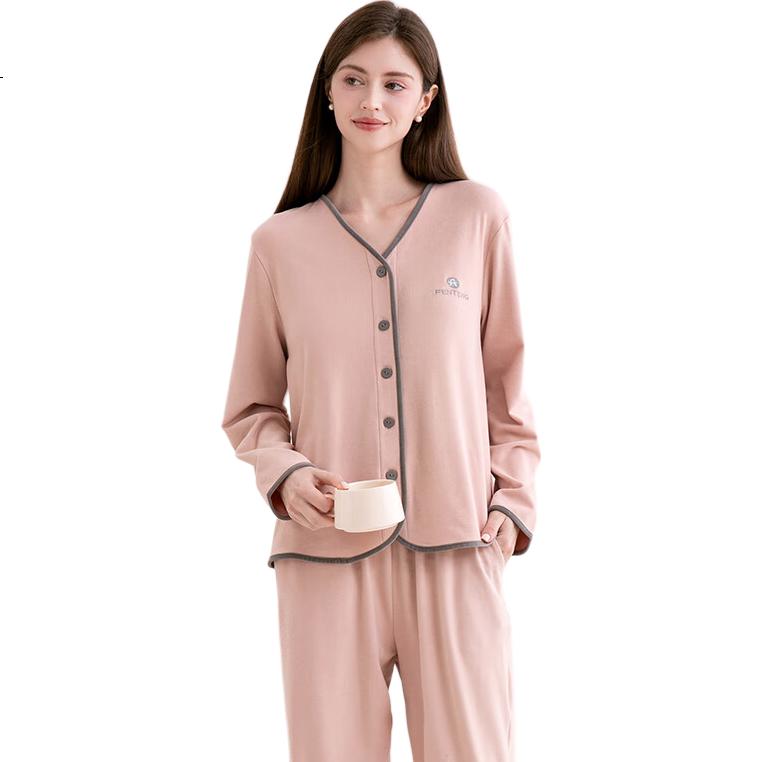 Fenteng Women's Anti-Static Warm Fleece Pajamas, Spring And Autumn New Lightweight Ladies' Loungewear Set
