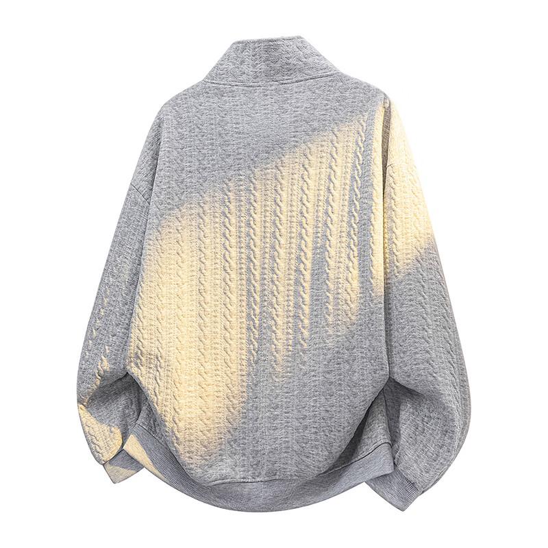 Wassup Sohot Men's Polo Collar Long Sleeve Textured Sweatshirt