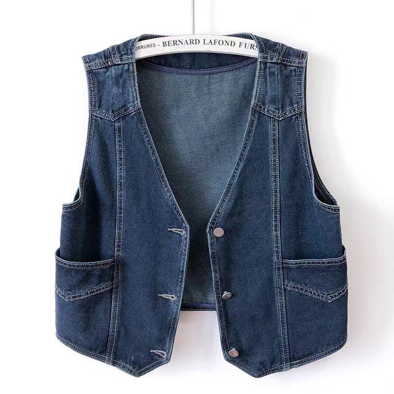 

Women s Versatile Denim Vest - Slimming, Retro, Fashionable Outerwear for Spring and Autumn XL 62.5-70kg