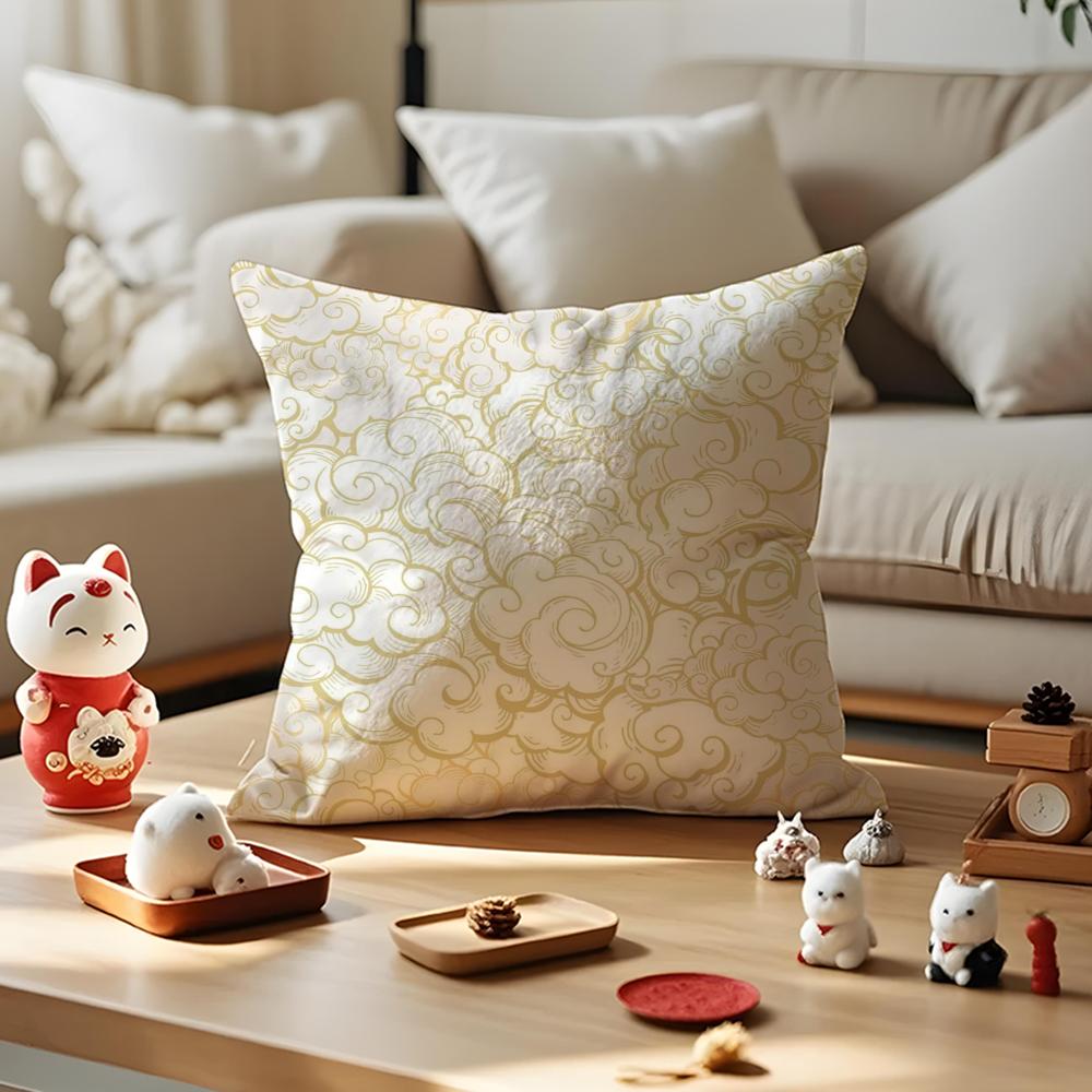 Chinese Cloud Pattern Cushion Cover Anti-dustmite Pillowcase Invisible Zipper Silky Short Plush Sofa Cushion Cover