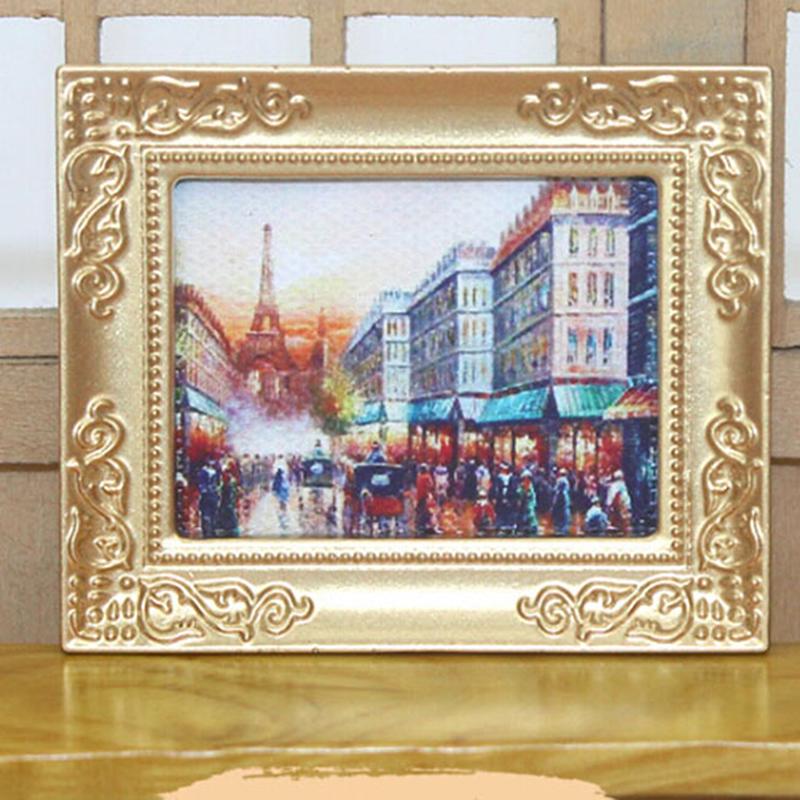 1:12 Dollhouse Miniature Frame Oil Painting Diy Doll House Accessories Decor