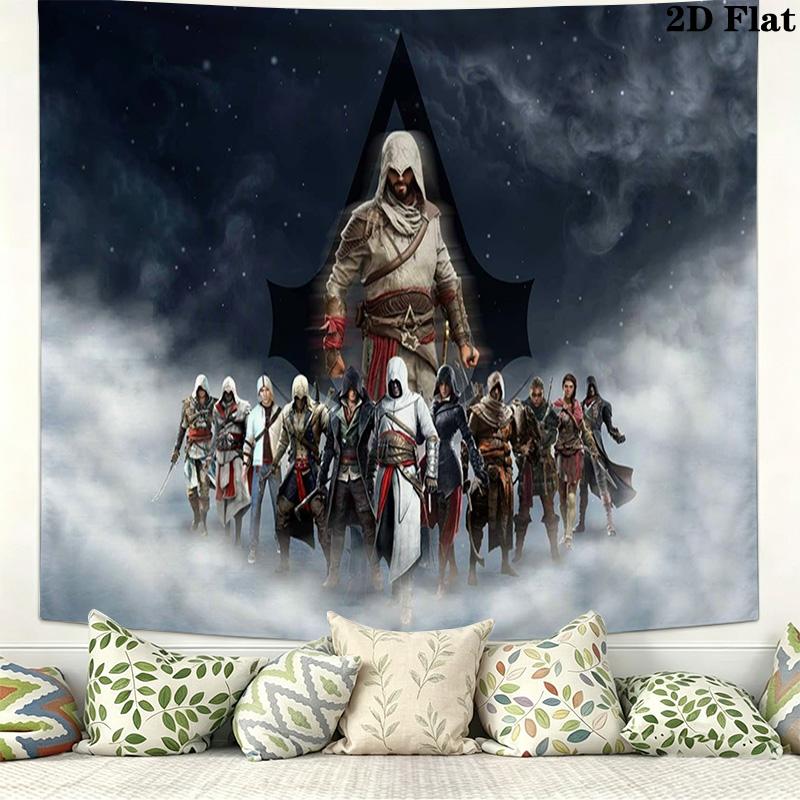 Assassin Creed Wall Tapestry Aesthetic Wall Hanging Printed Fabric Blanket Decorative Tapestries for Bedroom Living Room Home Decor