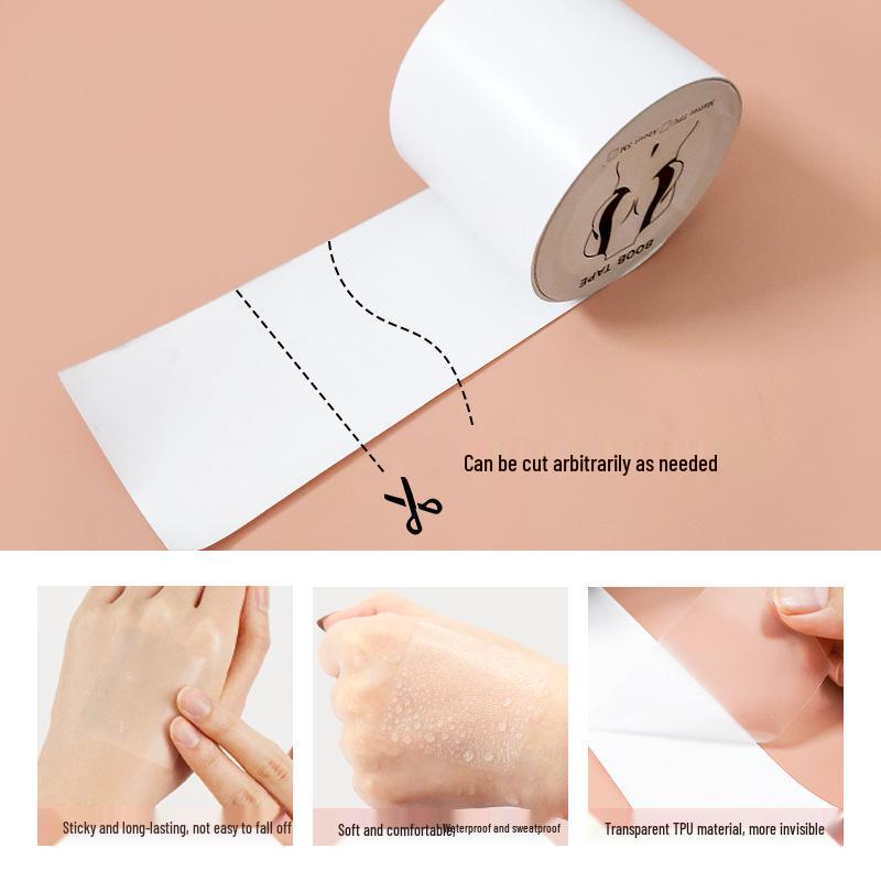 Elastic Fabric Breast Lift Tape: Transparent, Breathable, Cuttable, Anti-Sweat, Sports-Ready Bra Pads for Women.