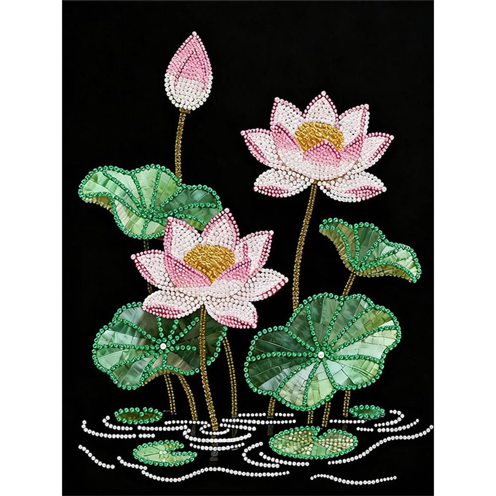 

Crystal Pearl Painting 5D DIY Frame Decoration Painting Lotus Flowers Home Wall Decoration Transparent Pearl Gemstone Painting Picture Art Crafts 35x45cm