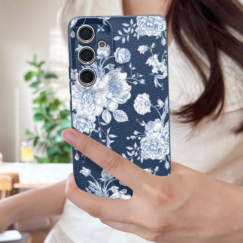 White Flowers Print Case For Samsung A18 A57 A37 A17 A56 A36 A26 A16 A55 A35 A25 A15 A54 S21 FE S22 S23 S24 Plus S25 S26 Ultra Silicone Cover