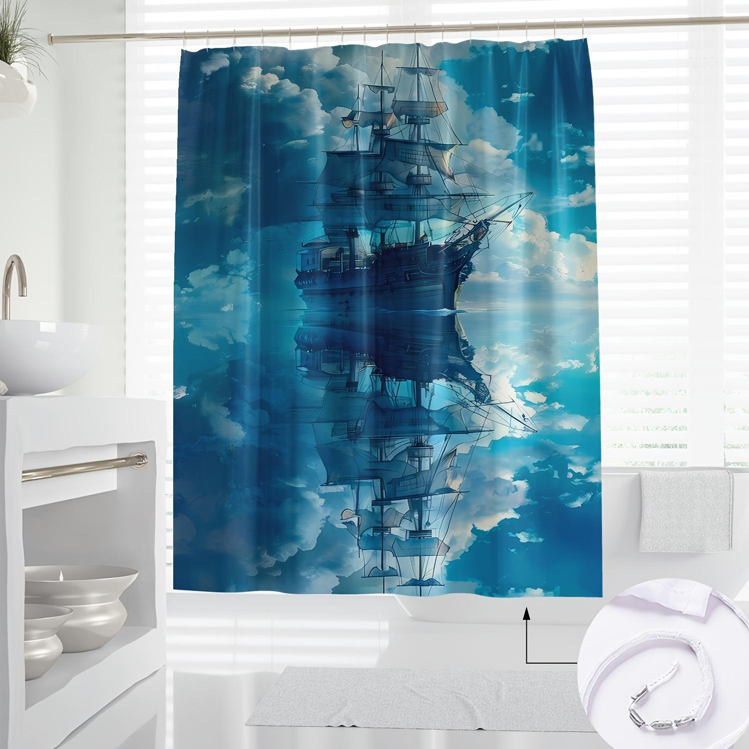 

Retro Fashion Graffiti Cartoon Christmas Shower Curtain - European & American Style, Digital Print, Simple Design,Bathroom Decor W90xH180cm