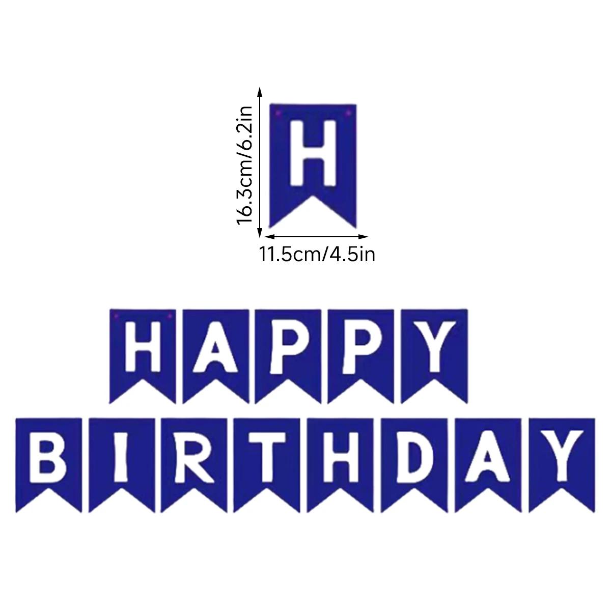 1set blue happy birthday lettering banner, happy birthday party anniversary home decoration supplies