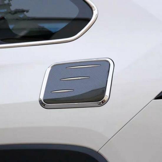For Toyota RAV4 2019-2024 Chrome + Carbon Fiber Fuel Gas Tank Cap Cover Trim