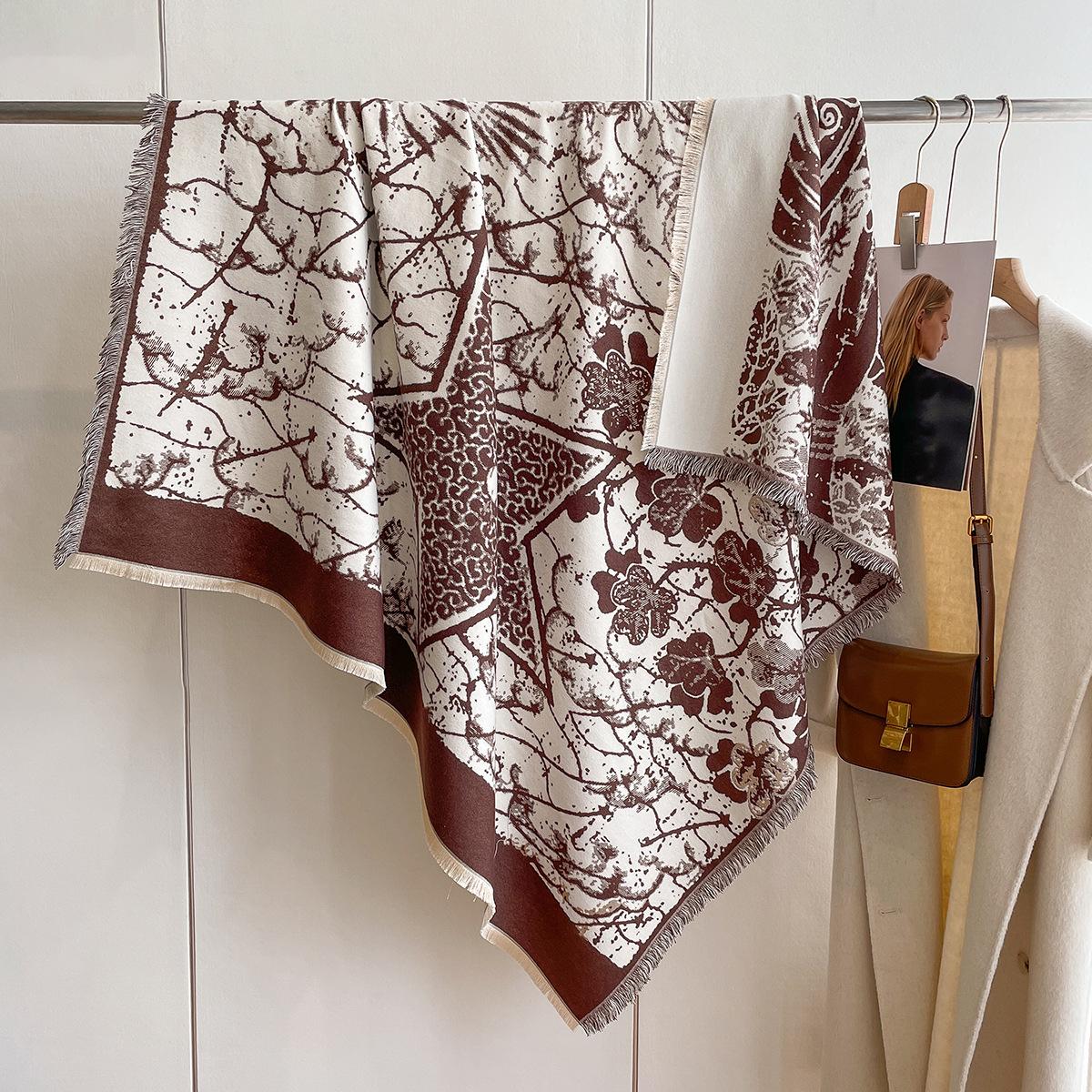 

Imitation Cashmere Scarf Women S Air Conditioner Shawl British Style Square Scarf Long Scarf Short Beard Scarf 130*130cm