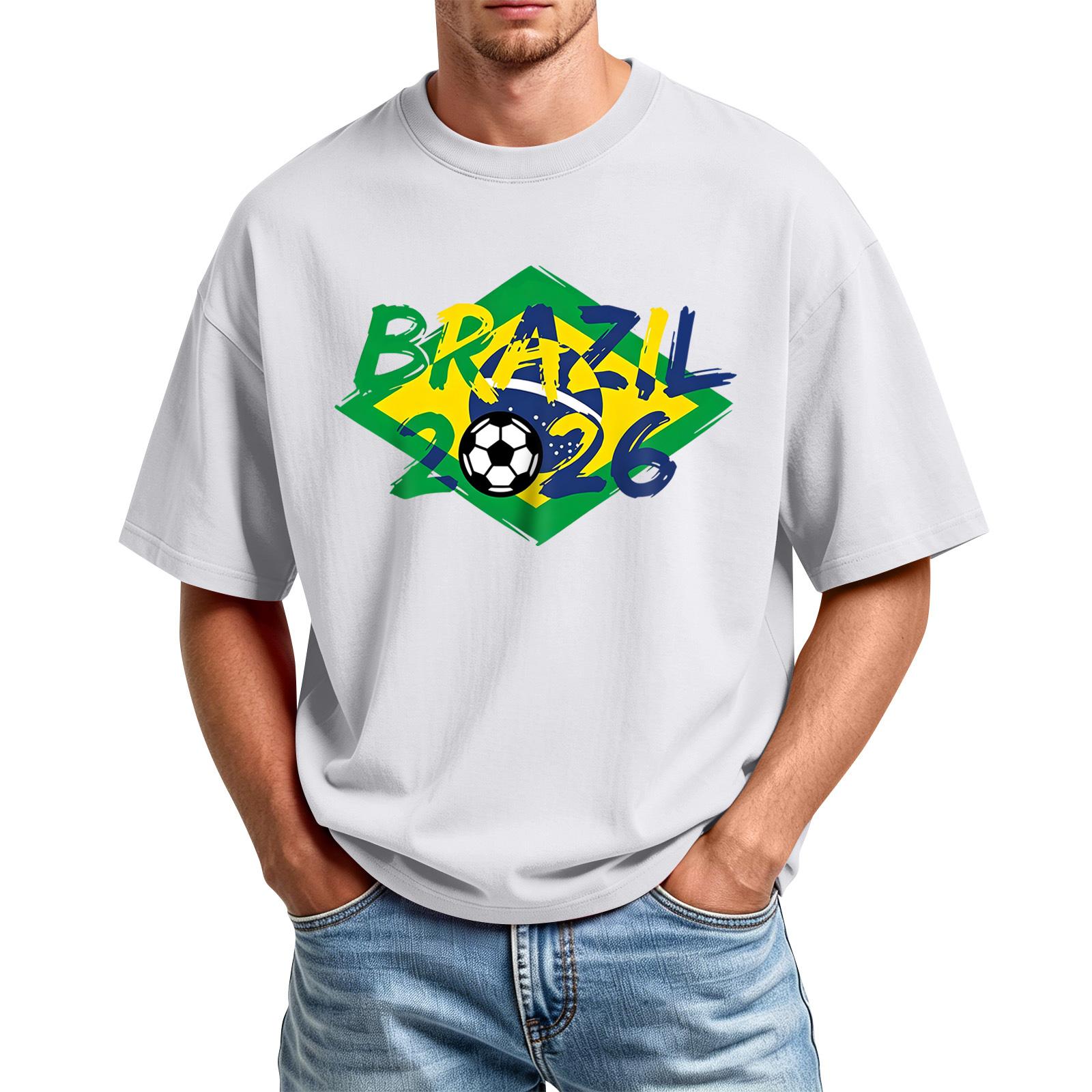 

Men s Printed Round Neck T-Shirt Casual Sports Short-Sleeve Top XL білий