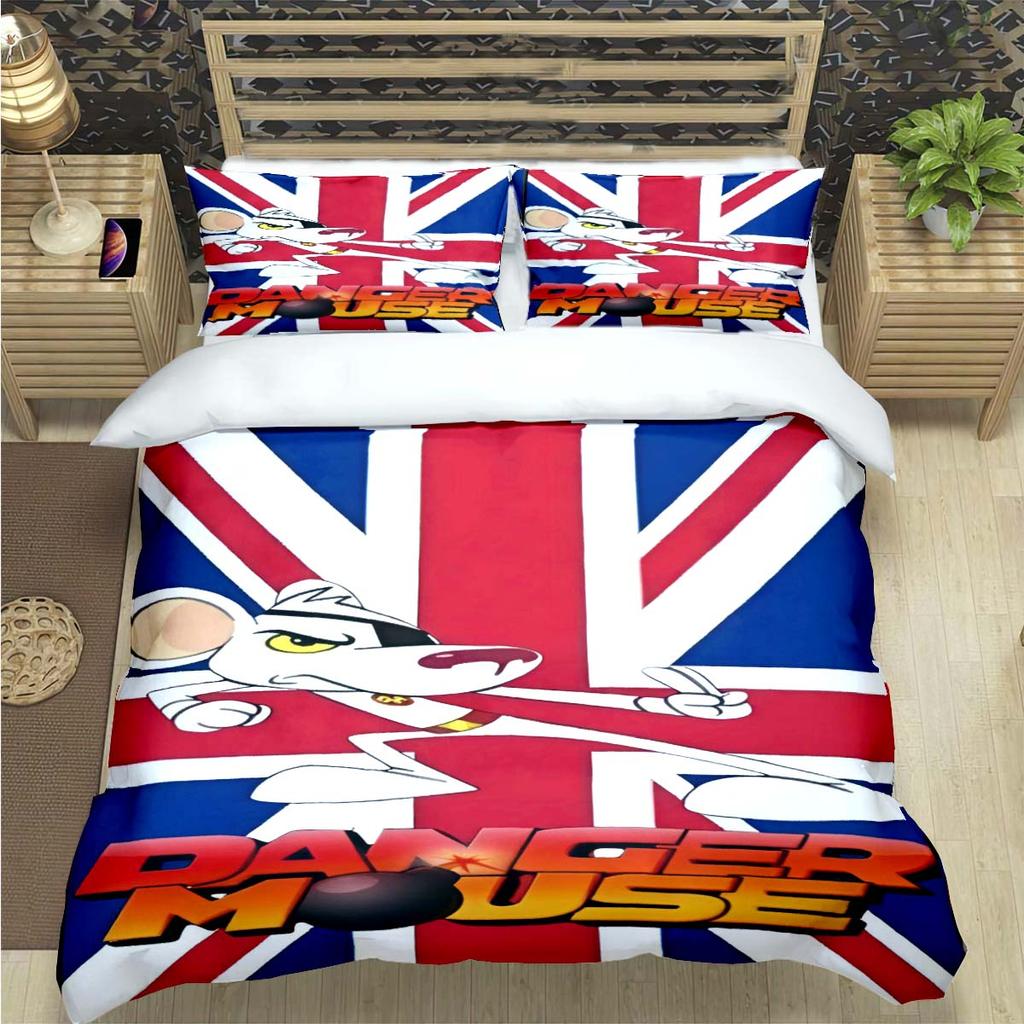 Popular Cartoon D-Danger Mouse Print Bedding Sets Bed Supplie Set  Comforter Set  Teens Girls Twin Single Kid Gift