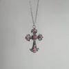 Gothic Cross Pendant Necklace With Dark Rose Design For Men And Women