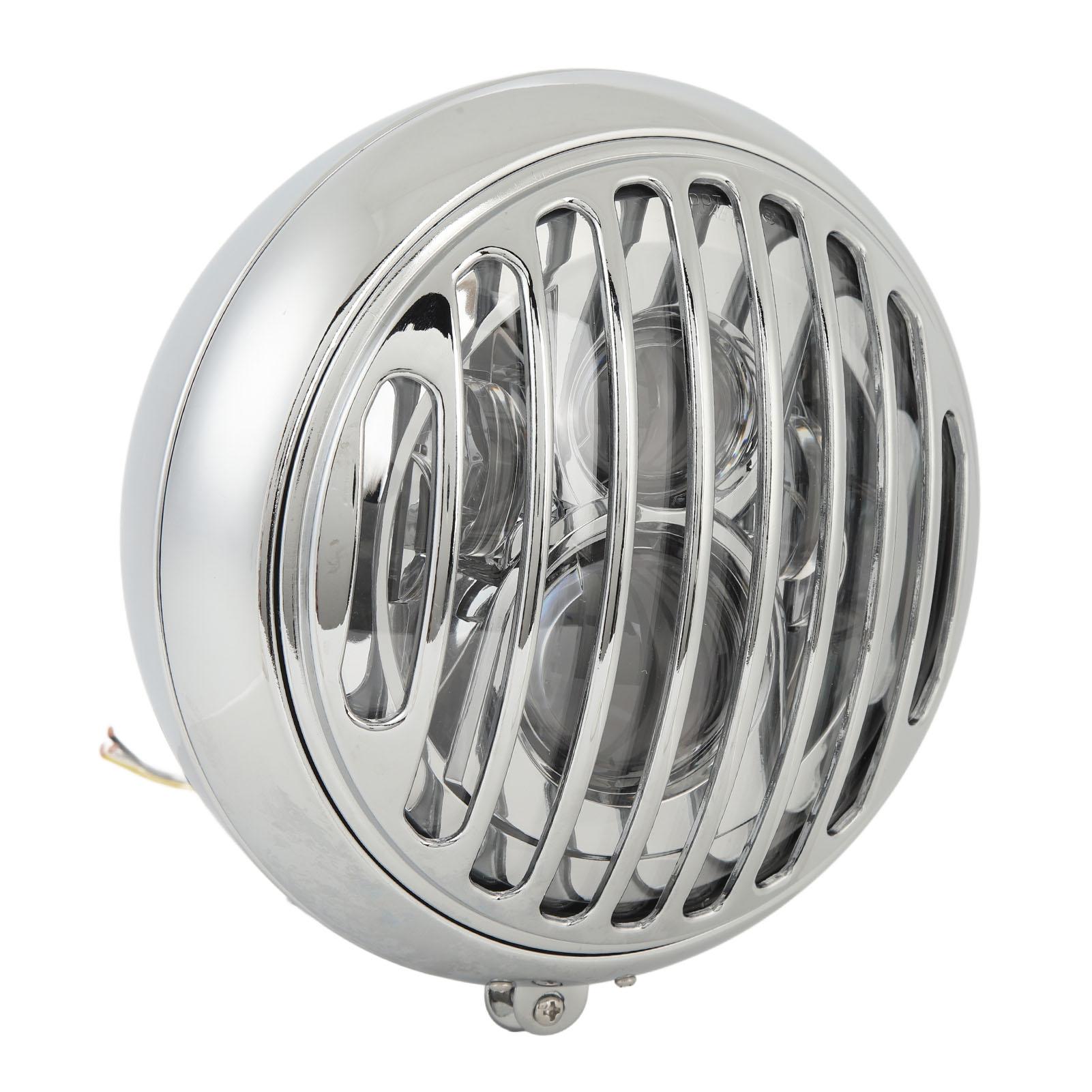 

7in Motorcycle Headlight with Chrome Shell 67789‑91 Aluminum Alloy Universal Fit for Motorbikes