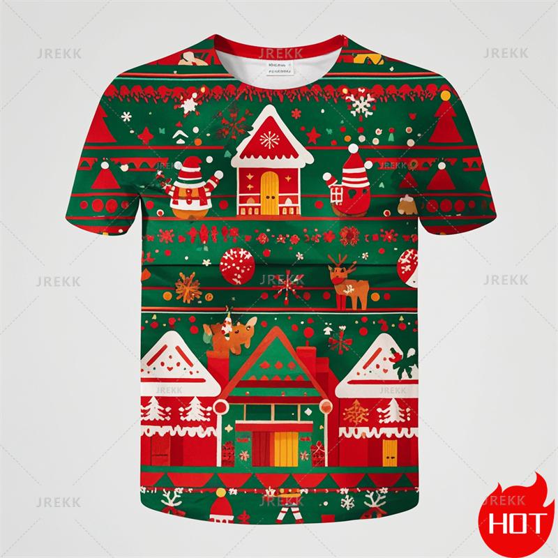 Ny Mode 3D Print Glædelig Jul T-shirt Til Mænd Afslappet Kortærmet T-shirts Unisex Jul Grafiske T-shirts Herretøj Tee