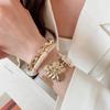 Metal Wind Geometric Flower Bracelet Set Fashionable Personality Exaggerated Bracelet Light Luxury High-end Jewelry