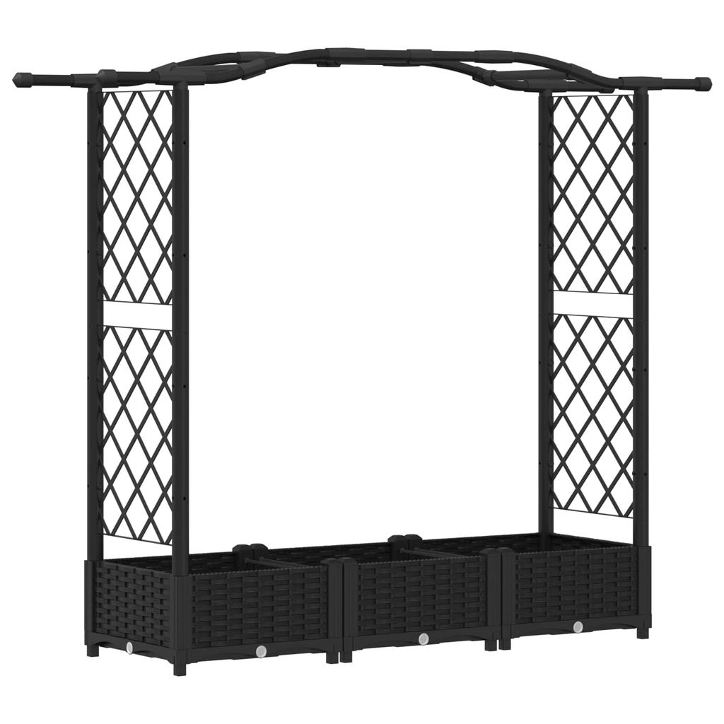 Elevated Planter with Trellis and Hanging Roof Black 169 x 40 x 125 cm PP