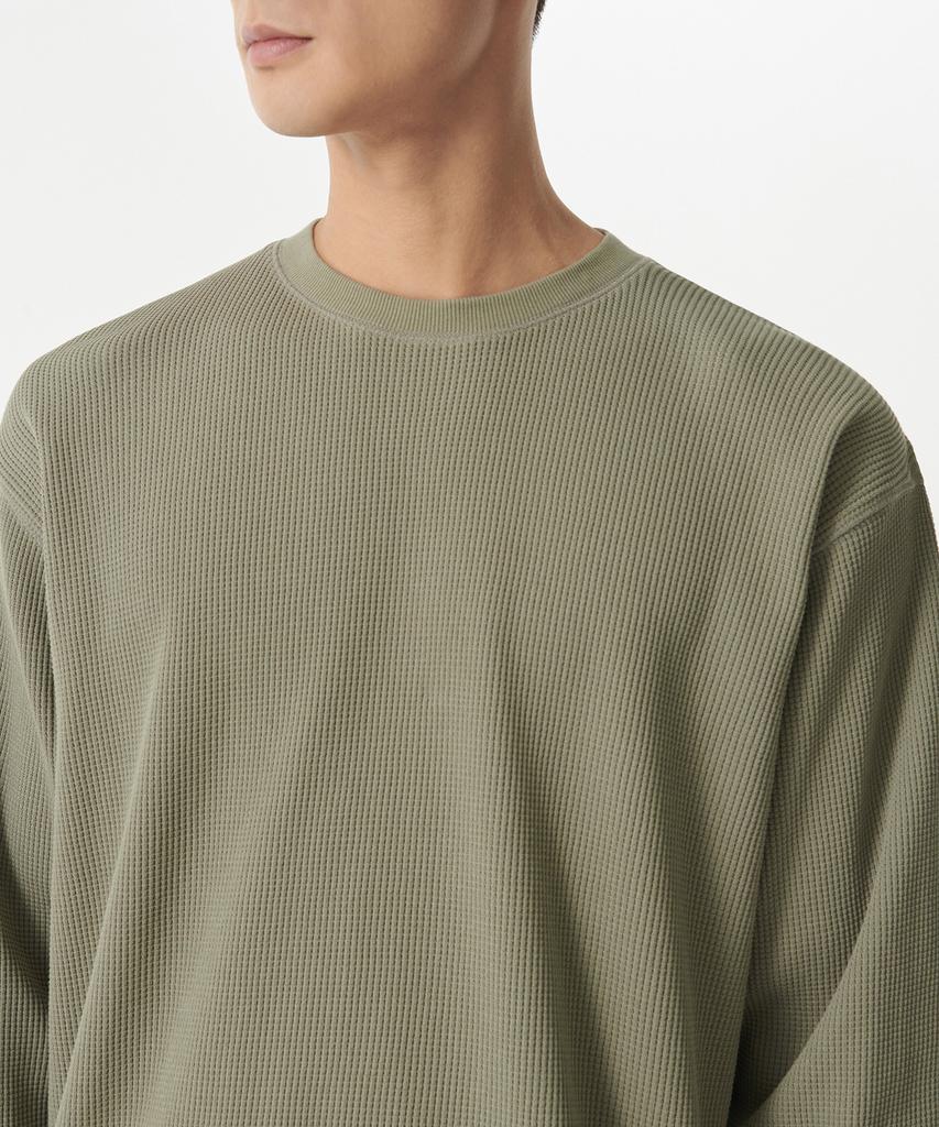 Musinsa Standard Waffle Relaxed Crew Neck Long Sleeve T-Shirt [Sage]