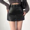 Retro Pu Leder Rock für frauen Herbst Winter Hohe Taille Sexy A-linie Shorts Rock Mode Weibliche Kleidung Schwarz braun
