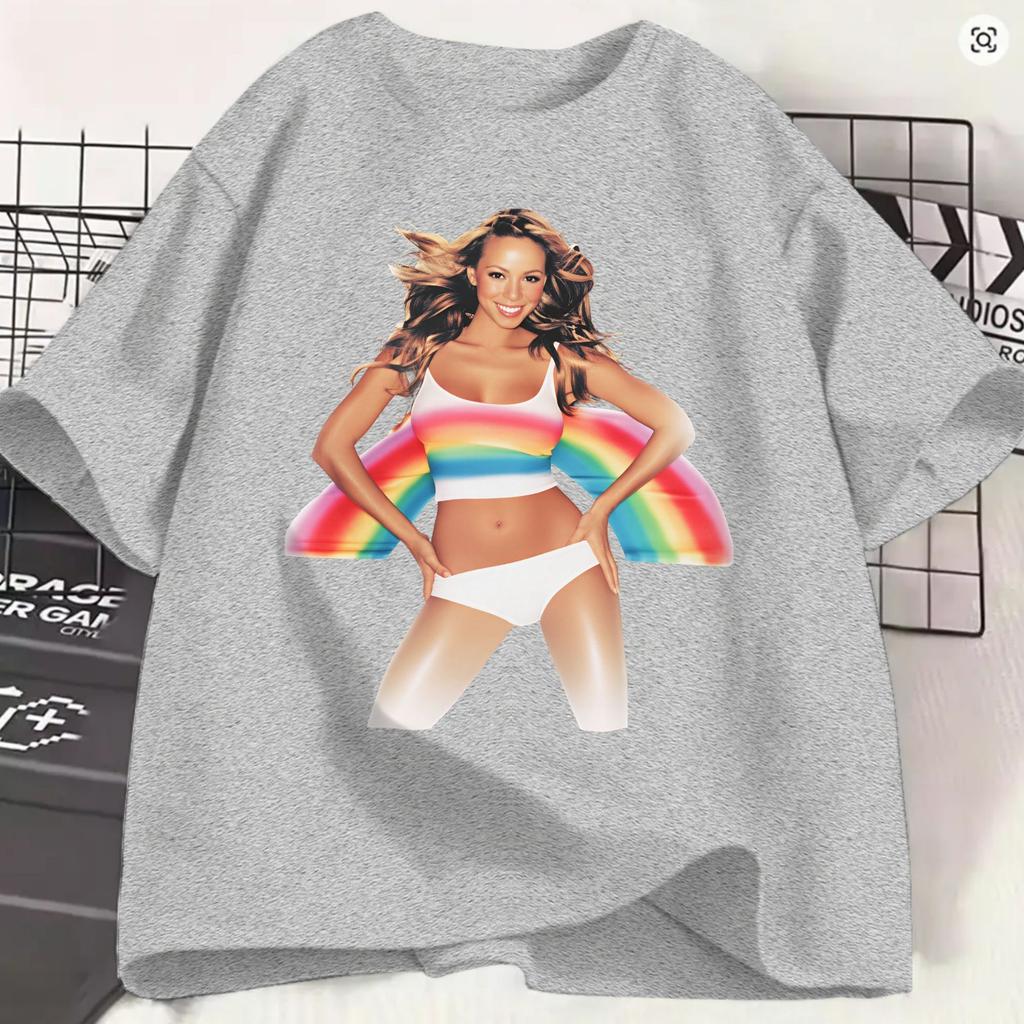 Mariahs Careys TShirt Summer Rainbow Hipster TShirts Unisexs 100 Cotton ONeck 4xl 5xl 6xl Clothes Short Sleeves Y2k Funny Tops