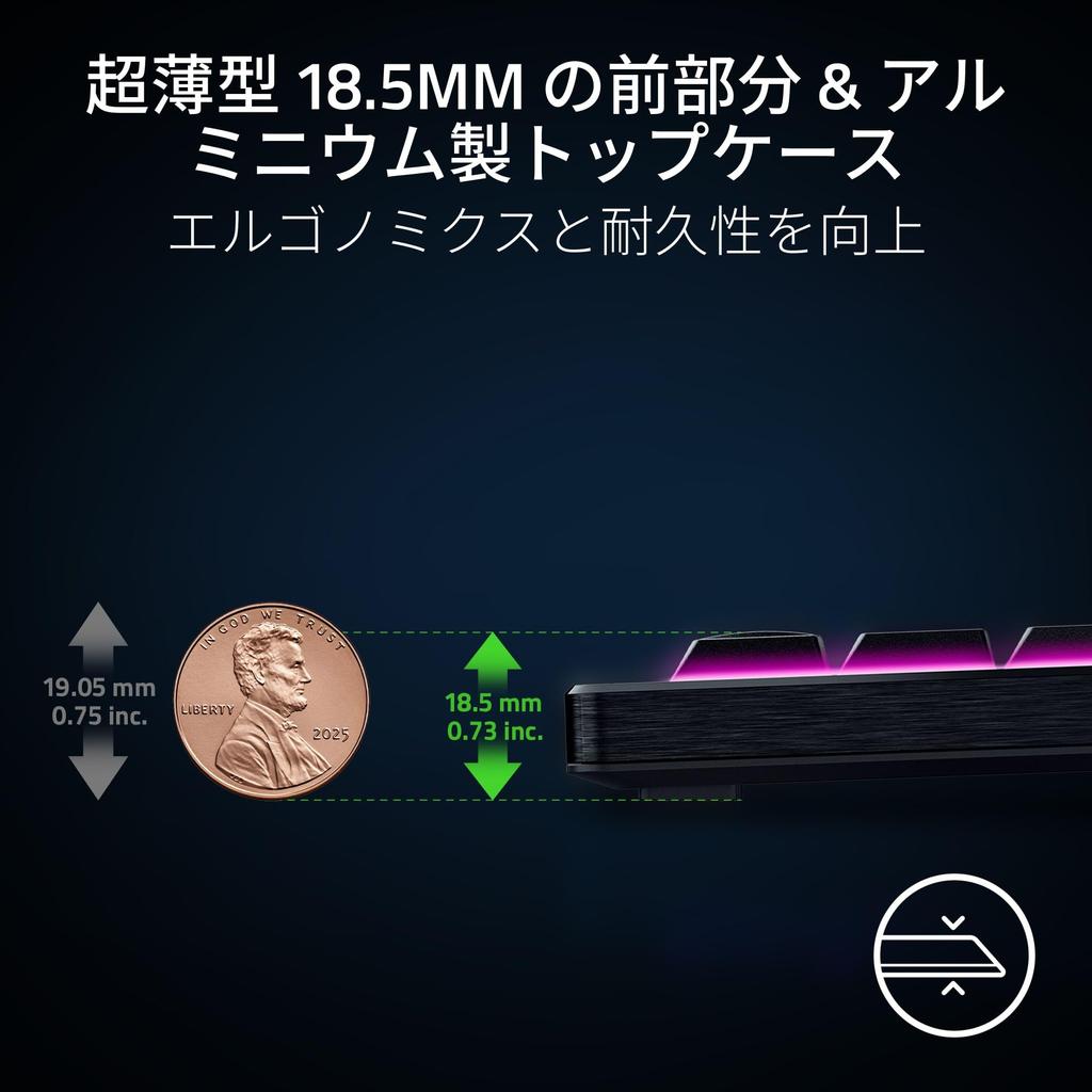 Razer BlackWidow V4 Tenkeyless HyperSpeed Yellow Linear Switch Gaming Thin Yellow Linear Mechanical Aluminum Top 11 Control US English Layout Japanese