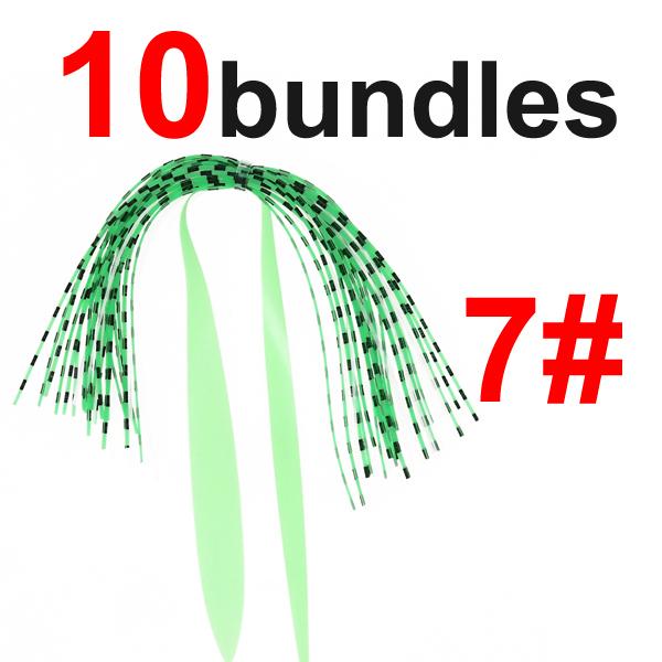 10 Bundles Double Colors Mixed Silicone Skirt Trailer Replacement for Slider Jigs Squid Madai Squid Snapper Jigging Fishing Lure