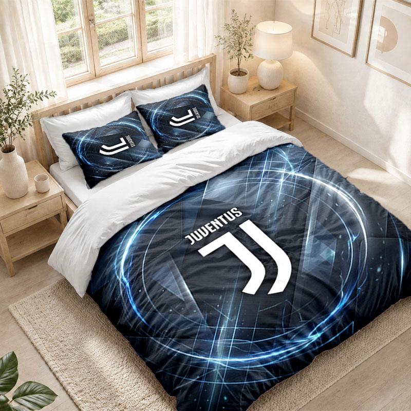 Bedding Set 1 Duvet Cover 2 Pillowcases Juventus FC Print Bedroom Home Decoration