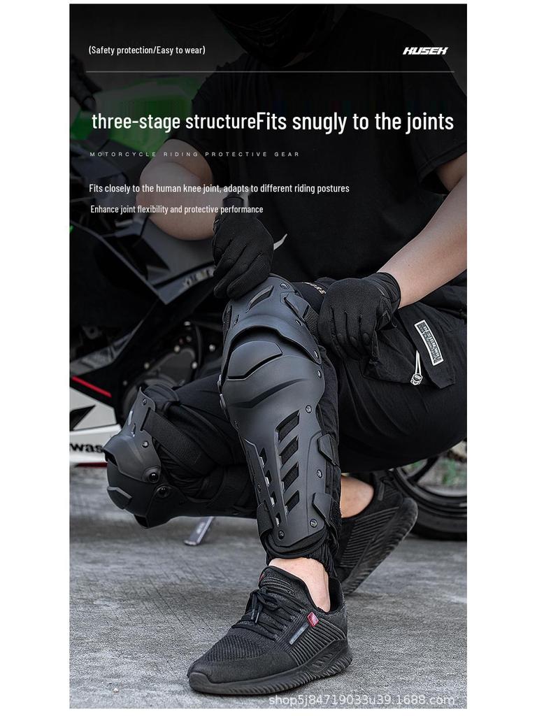 Men's Motorcycle Protective Gear: Windproof Knee & Elbow Pads with Anti-Fall and Warm Leg Protectors.