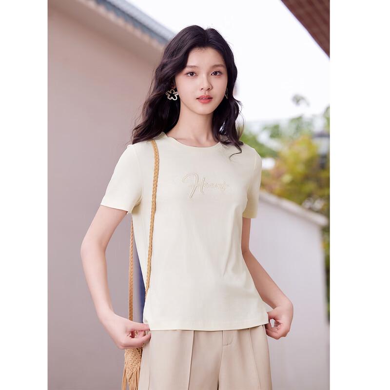 Women s Embroidered Round Neck T-shirt L