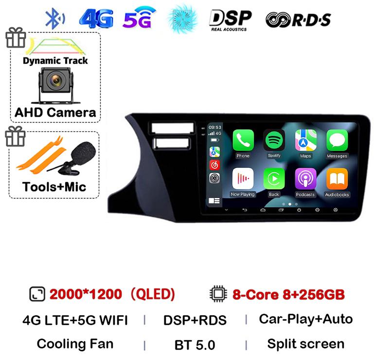 Android 14 Carplay Auto For Fit Honda City 2014 2015 2016 2017 Multimedia Stereo Car Radio DVD Video Player Navi Head Unit Audio