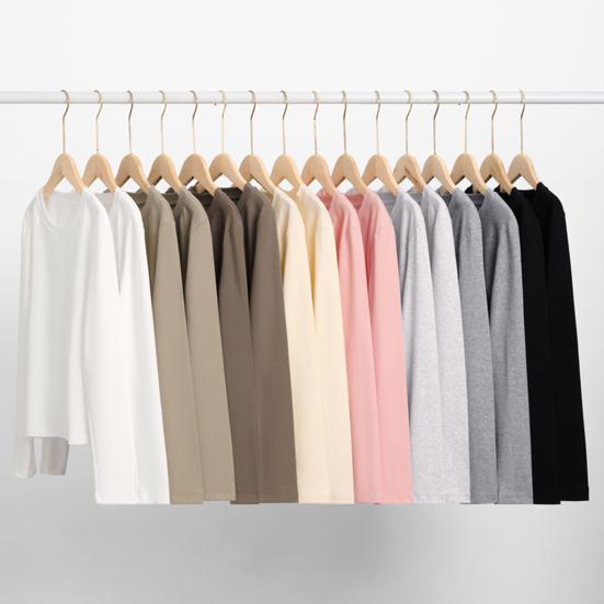 Dámské tričko s dlouhým rukávem, tričko s kulatým výstřihem, prodyšné, šetrné k pokožce, základní tričko, podzimní zimní vnitřní vrstva, top