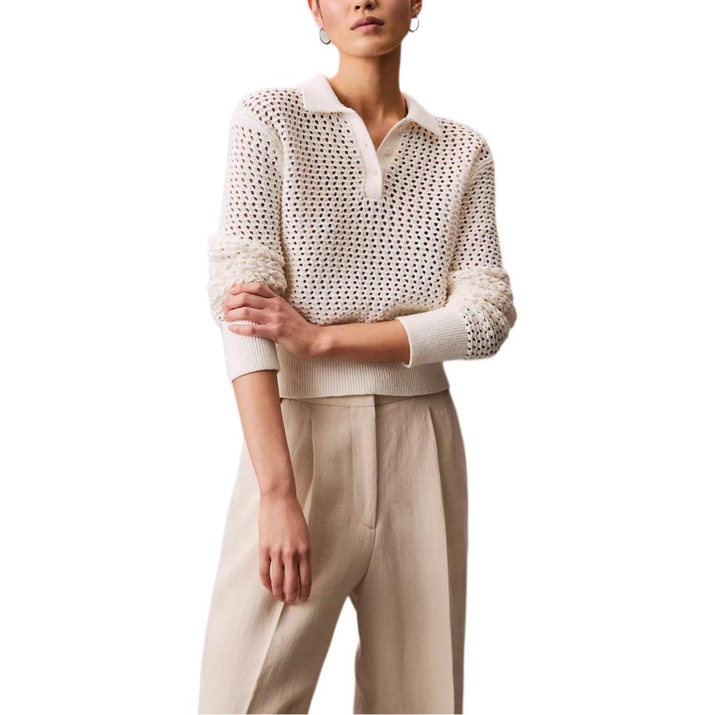 Calvin Klein Comfortable Hollow Soft Casual Solid Color Long Sleeve Sweater Women sweater 44C335G-YAS