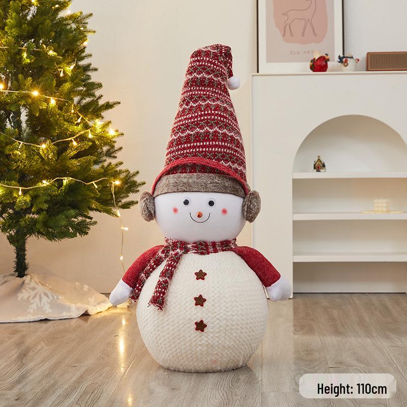 Christmas Snowman Plush Ornaments and Santa Doll Photo Props for Store Displays